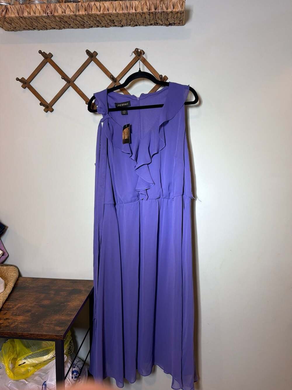 Lane Bryant Purple Ruffle V-Neck Chiffon Maxi Dress Size 20